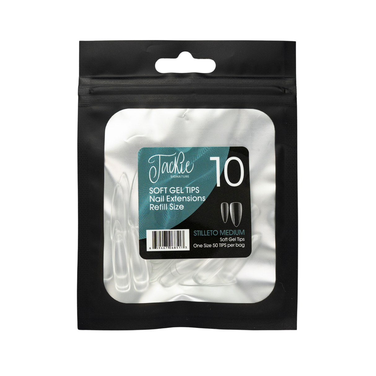 JACKIE SIGNATURE | SOFT GEL TIPS REFILL BAGS - STILLETO MEDIUM (50pcs) #10
