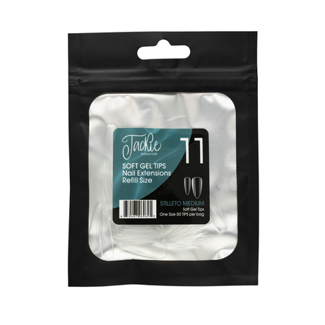 JACKIE SIGNATURE | SOFT GEL TIPS REFILL BAGS - STILLETO MEDIUM (50pcs)