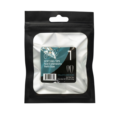 JACKIE SIGNATURE | SOFT GEL TIPS REFILL BAGS - STILLETO MEDIUM (50pcs)