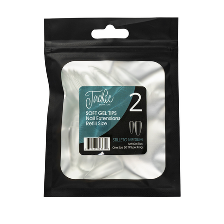 JACKIE SIGNATURE | SOFT GEL TIPS REFILL BAGS - STILLETO MEDIUM (50pcs)