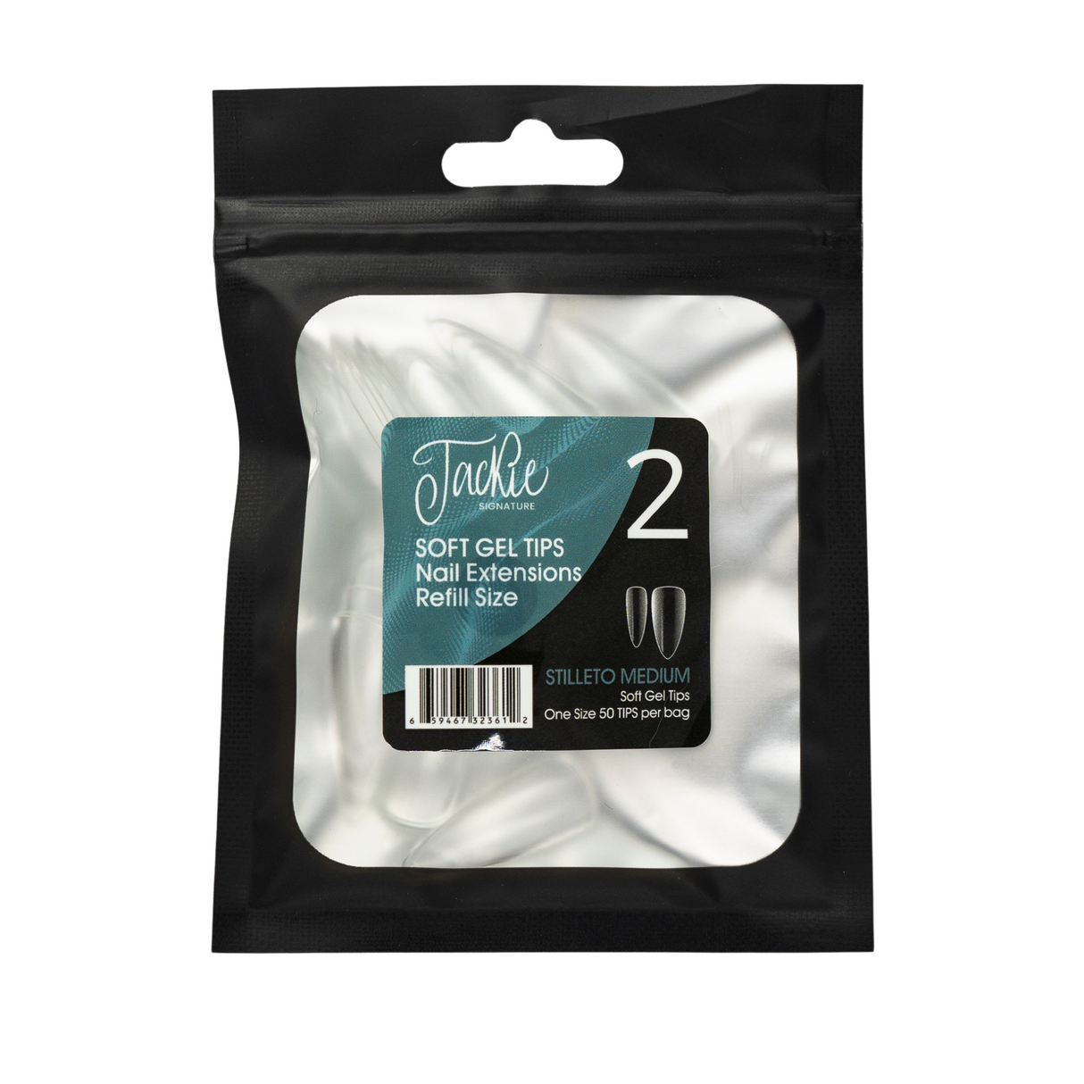 JACKIE SIGNATURE | SOFT GEL TIPS REFILL BAGS - STILLETO MEDIUM (50pcs) #2