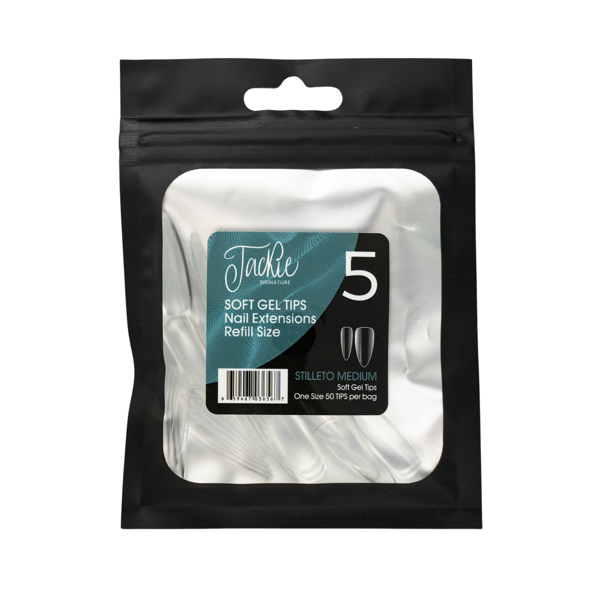 JACKIE SIGNATURE | SOFT GEL TIPS REFILL BAGS - STILLETO MEDIUM (50pcs) #5