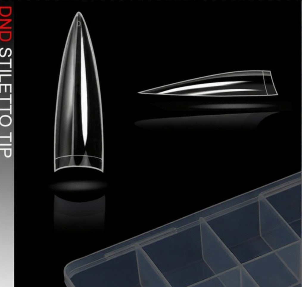 DND | SMALL - CLEAR STILETTO TIPS BOX (550 PCS)