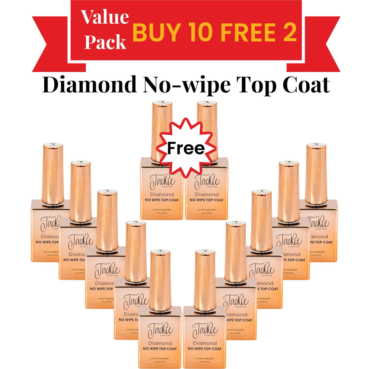 JACKIE SIGNATURE | DIAMOND NO WIPE TOP COAT (Box of 12) - BUY 10 GET 2 FREE