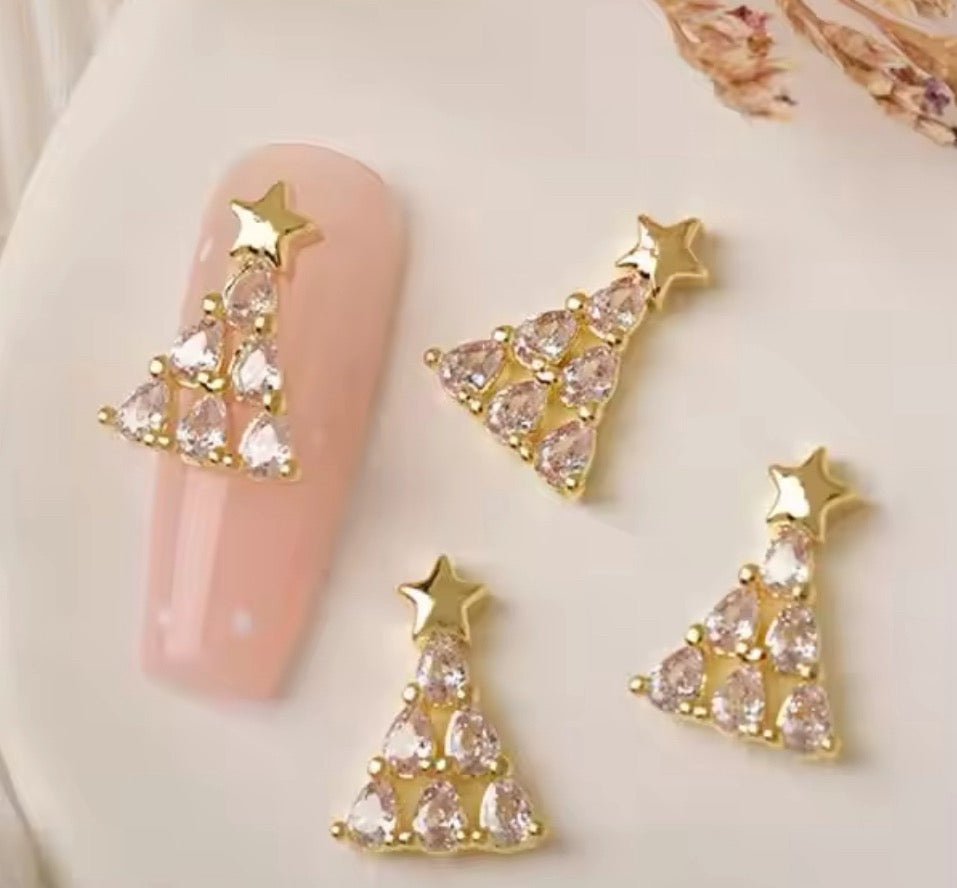 XMAS NAIL CHARM | GOLD CHRISTMAS TREE - 10 PCS