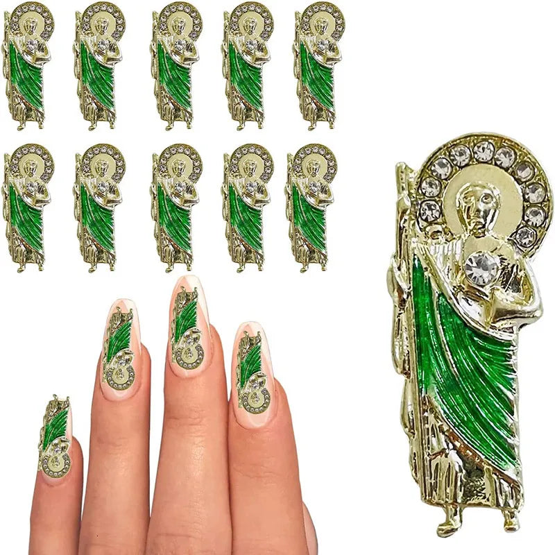 GREEN VIRGIN MARY CHARM GOLD - BAG OF 10 PCS