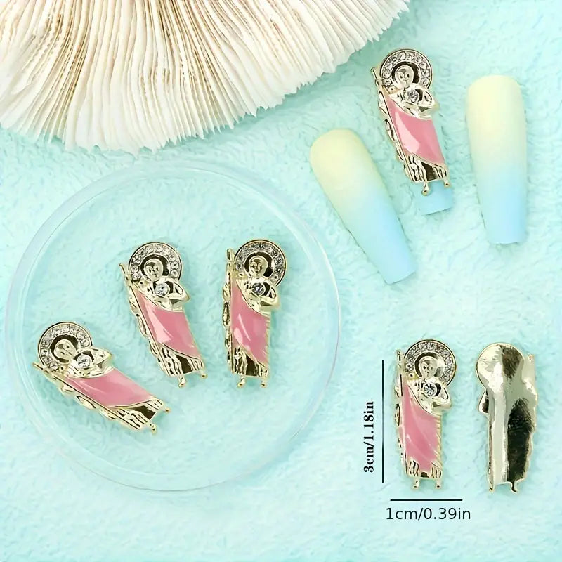 PINK VIRGIN MARY CHARM | GOLD - PACK OF 10 PCS