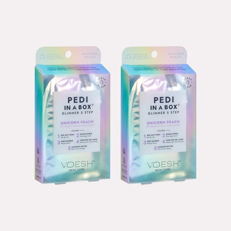 VOESH | PEDI IN A BOX | 5 STEP | GLIMMER - UNICORN PEACH