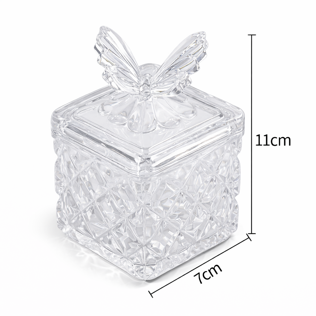 DAPPEN DISH | BUTTERFLY LID GLASS JAR