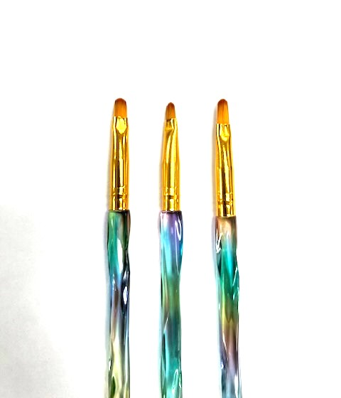 GREEN HANDLE NAIL ART BRUSH - 3PCS/ SET