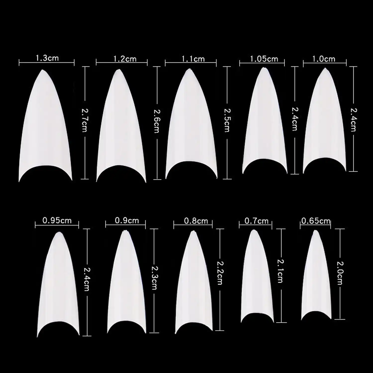 CRE8TION | NATURAL STILETTO NAIL TIP SHORT 03 (500PCS/BOX)