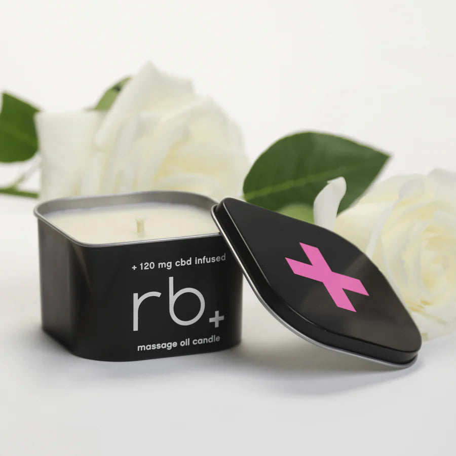 rb+ rose/sage massage candle + 120 mg cbd