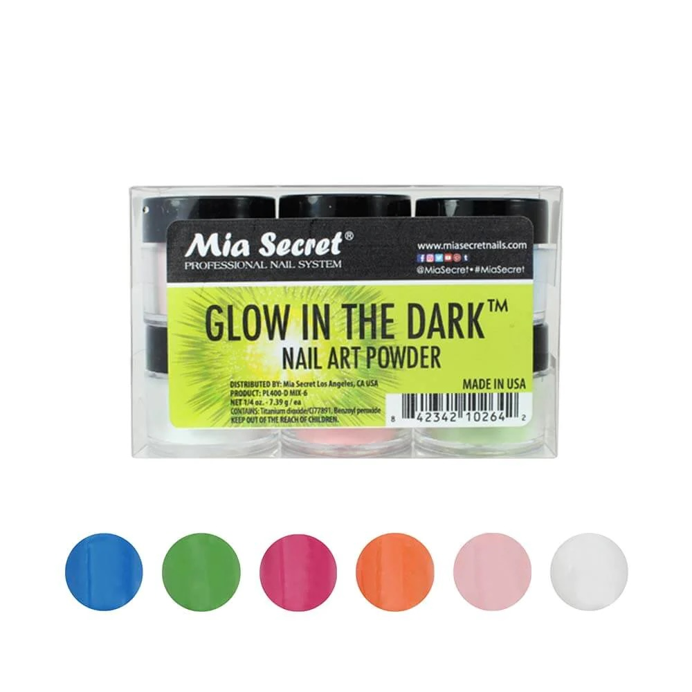 MIA SECRET | GLOW IN THE DARK ACRYLIC POWDER (1/4 OZ) - 6 PCS
