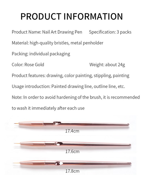 BRUSH SET | LINER ART - ROSE GOLD - 3 PCS