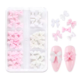 Nail Charm - 3D Bow Charm Box - Pink & White